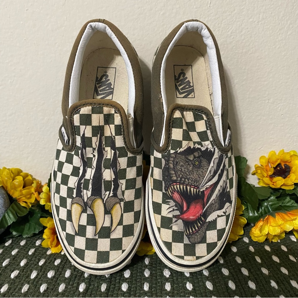 Boys Checkered Trex Slip On Vans Size 3Y